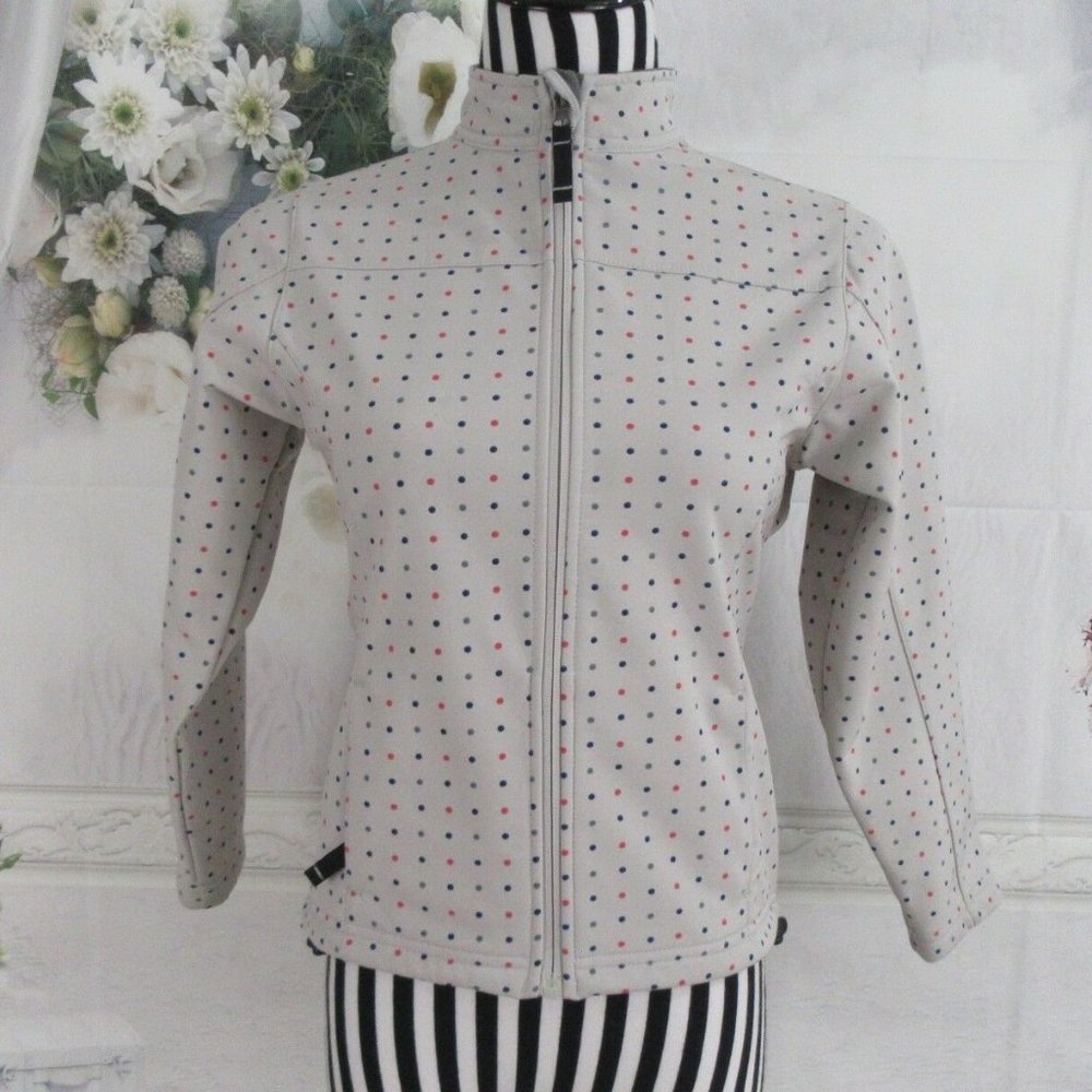 DONNA NICOLE Polka Dot Full Zip Off White Jacket